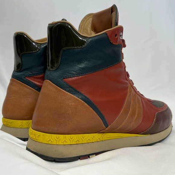 BALLY Asiaki Colorblock Leather High-Top Trainers Sneaker in Pumpkin * US Sz 8.5 - Picture 5 of 16